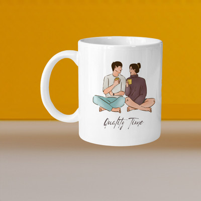 VM MALL 101_Perfect for Coffee and Tea - Single Pack VM Quality Time L Ceramic Coffee Mug(328 ml)
