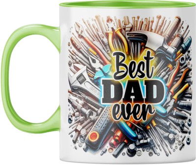 YuBingo Fantastic Dad - Light Green Inner & Handle, Loving Gift Ceramic Coffee Mug(310 ml)