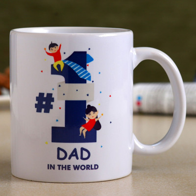 FNP No 1 Dad White Ceramic Ceramic Coffee Mug(325 ml)