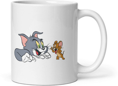 Mr UVD Imported Tom n Jerry Ceramic Microwave safe 35ML Glossy Finish_MUGG Ceramic Coffee Mug(350 ml)