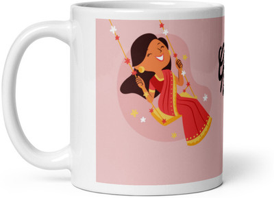 Mr UVD Girl With Swing Gift Item Ceramic Coffee Mug(350 ml)