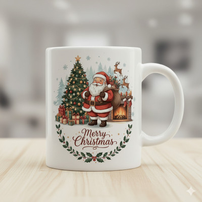 geetanjaliconsumerproducts Merry Christmas Printed Coffee (330ml) Ceramic Coffee Mug(350 ml)