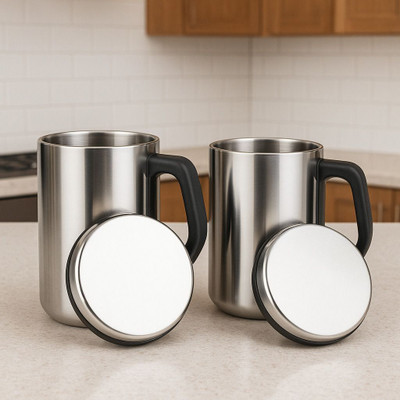 VISAXMI VSX-MUG-350 Stainless Steel Coffee Mug(350 ml, Pack of 2)
