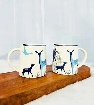 Classydesigners Alive Theme Tea Cups, Hand Painted Coffee, Set of 2 Cups, 330 ml Ceramic Coffee Mug(330 ml, Pack of 2)