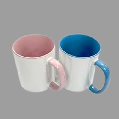 VRINDA ENTERPRISES Dual Personalized Blue and Pink Ceramic Coffee Mug(350 ml, Pack of 2)