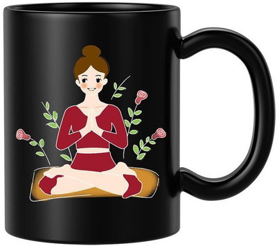 BLISSart Pranayam Y Ceramic Coffee Mug(350 ml)