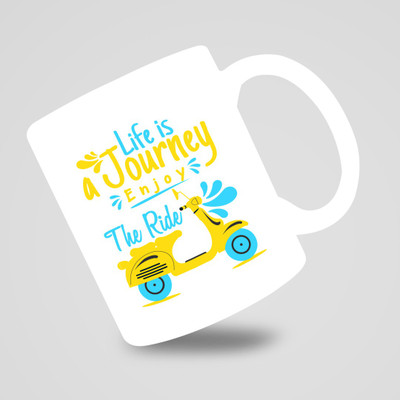 csp print LIFE IS JOURNEY ENJOY THE RIDES PRINTED SPRCIAL MUG Ceramic Coffee Mug(0.35 ml)