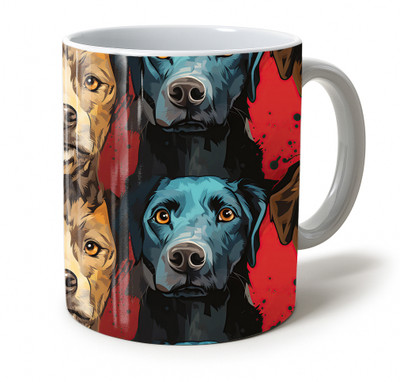 Vihaan Fashions Colorful Dog Faces Pattern Printed Ceramic Coffee Mug(350 ml)