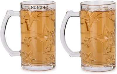 MDNSHO Crystal Clear Glass Beer Mug(400 ml, Pack of 2)