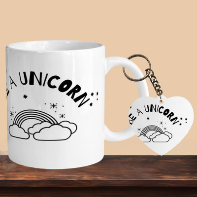 VM MALL 101_Be In Unicorn R-H Ceramic Coffee Mug(330 ml, Pack of 2)