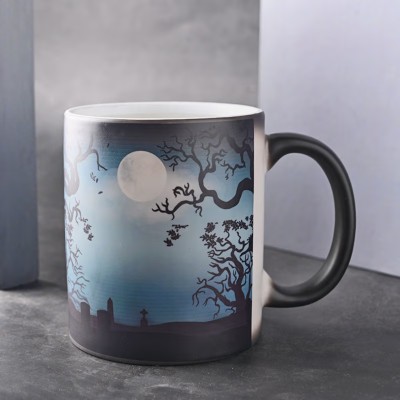 Floweraura Halloween Theme Printed Black Ceramic Coffee Ceramic Coffee Mug(350 ml)