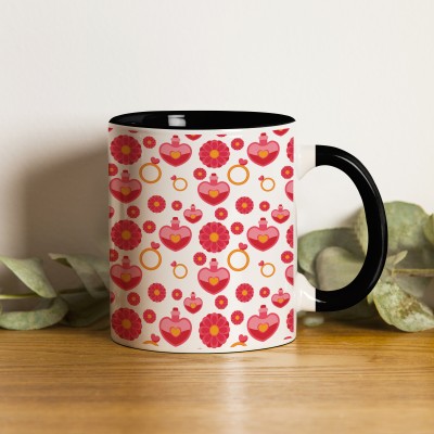 ZORI Red Seamless love 1 Design Premium Quality Glossy Finished ,1 Piece,(Black) Ceramic Coffee Mug(330 ml)