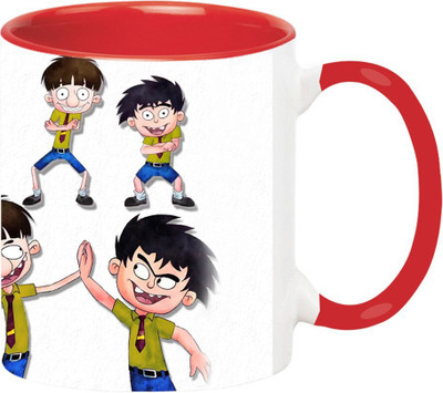 ARTBUG Bandbudh And Budbak Cartoon -2215-Red Ceramic Coffee Mug(350 ml)