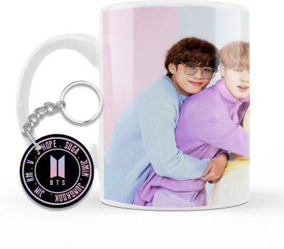 THE HATKE STORE BTS Printed Cup for Girls Boys Birthday Gift for Friends BTS Music Band,P(07) Ceramic Coffee Mug(350 ml)