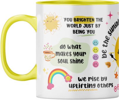 YuBingo Bee Happy - Bright and Cheerful Coffee Cup, Yellow Inner & Handle Ceramic Coffee Mug(310 ml)