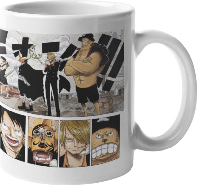 Manga Shop Luffy & His Friends Rescue Robin Enies lobby Seen Printed Quality Shiny Tea Cup Ceramic Coffee Mug(325 ml)