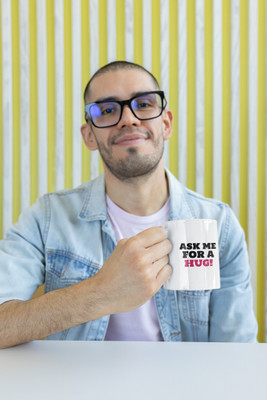 Epic Merch Mask me a hug Ceramic Coffee Mug(350 ml)