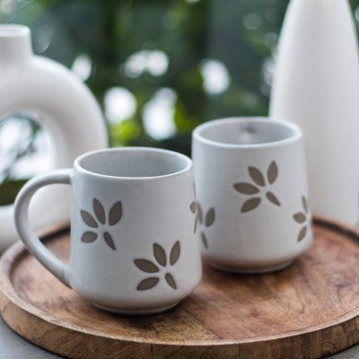 Rare Planet Handcrafted Ceramic Set of 1 with Floral Cutout Design Ceramic Coffee Mug(250 ml)