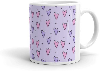 Mr UVD Pink And Purple Mini Heart Printed Premium Quality_MUGG Ceramic Coffee Mug(350 ml)