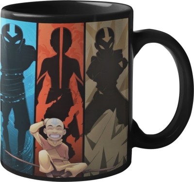 FOKAT Aang Avatar The Last Airbender Premium Printed Black Ceramic Coffee Mug(325 ml)