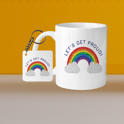 VM MALL 101_Perfect for Coffee and Tea - With Keychain VM Lets Get Proud L S Ceramic Coffee Mug(333 ml, Pack of 2)