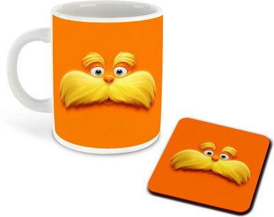 FLEXERSTYLE NEW2025-Cartoon Face Expressions White Ceramic Coffee With Coaster - D10 Ceramic Coffee Mug(325 ml)