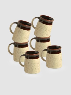 ExclusiveLane Cocoa Rims' Studio Pottery Tea & Coffees Ceramic Coffee Mug(320 ml, Pack of 6)