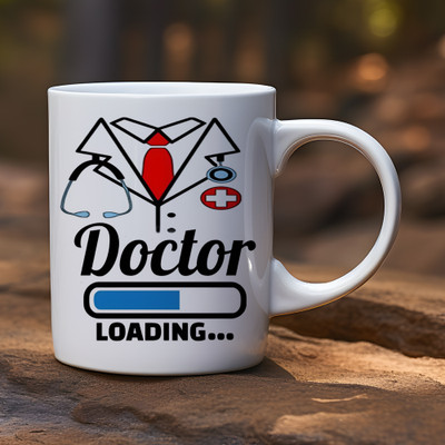 MBA GIFT WALA Doctor Loading Printed Cup, Best Gift for Doctors, Premium Quality Ceramic Coffee Mug(330 ml)