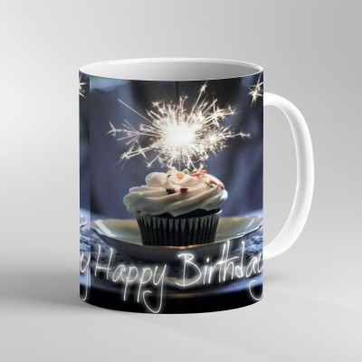JAIPURART Happy Birthday Cake Coffee for Friend, Girlfriend, BoyFriend, Brother, Sister, Mom, Dad Glossy Finish With Vibrant Print Ceramic Coffee Ceramic Coffee Mug(330 ml)