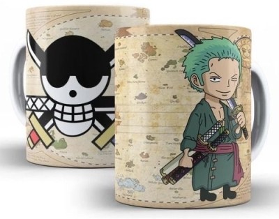 craft maniacs PIRATE ZORO ART ATTACK WHITE MUG FOR ONE PIECE LOVERS Ceramic Coffee Mug(330 ml)