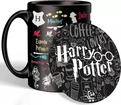 ECFAK HARRYPOTTER Doodle Combo Of Coaster And Ceramic Coffee Mug(325 ml, Pack of 2)