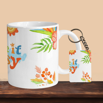 VM MALL 101_Take It Easy R-R Ceramic Coffee Mug(330 ml, Pack of 2)