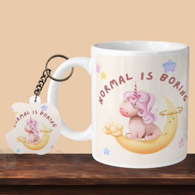 Printhorizon 101_Normal Is Borning L-A Ceramic Coffee Mug(330 ml, Pack of 2)