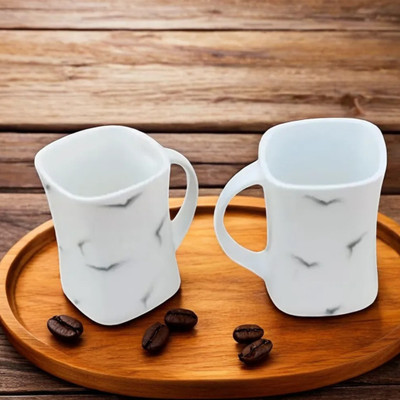 Design Khazana Elegant Handmade Ceramic for Coffee/Tea – Microwave Safe, 300 ml Ceramic Coffee Mug(300 ml, Pack of 2)
