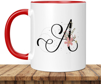 TrendoPrint Letter A Alphabet RedMug Best Gift for your Loved Once on their Special Day Ceramic Coffee Mug(350 ml)