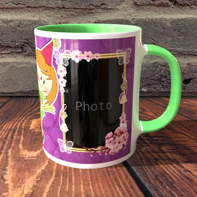 TPA4U Refreshing Choice for Birthday Gifts TPD37RM7 Light Green Round Handle Ceramic Coffee Mug(330 ml)