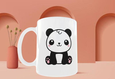 soanstar Cute smiling panda gift mug for boys and girls Ceramic Coffee Mug(325 ml)