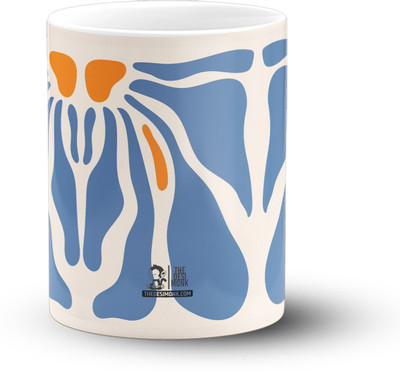 The Desi Monk Cute 70's Flower4 Printed White Microwave and Dishwasher Safe 330ml Ceramic Coffee Mug(330 ml)