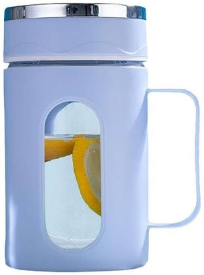 Arunya Gifts Double-Layer Glass with Lid | Cup-Mug For Office and Home Plastic, Glass Coffee Mug(500 ml)