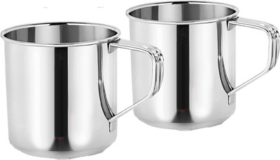 CHEF TURTLES Steel Tea Cups Pack of 2, Multipurpose MUG, Drinking Tea Coffee MUG- Small 350ml Stainless Steel Coffee Mug(350 ml, Pack of 2)