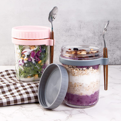 TINSUHG Glass Cookie Jar  - 350 ml(Pack of 2, Multicolor)