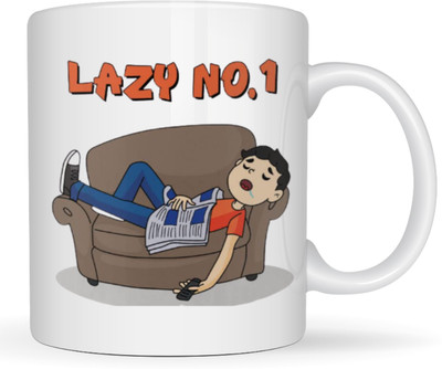 MaddockCorp Maddock Lazy No.1 Printed Quotes White Ceramic Coffee Mug(350 ml)