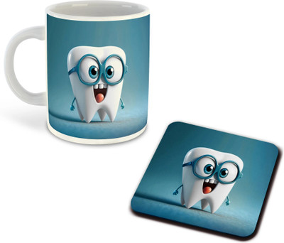 FLEXERSTYLE NEW2025-Dentist Printed White Coffee With Coaster - D15 Ceramic Coffee Mug(325 ml)