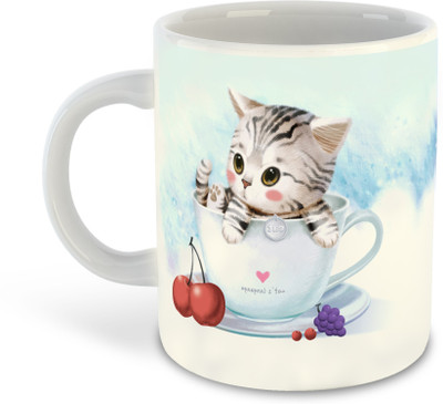 FLEXERSTYLE NEW2025-CSK Cat Lover White Ceramic Coffee Cup & -D9 Ceramic Coffee Mug(325 ml)