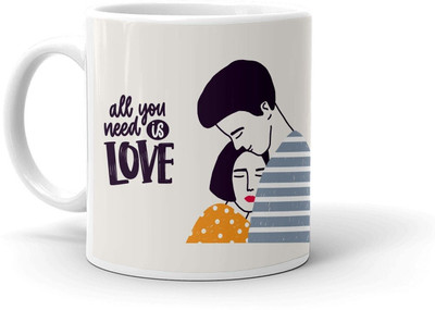 Clapcart All You Need Is Love Design Printed Ceramic Coffee Mug(350 ml)