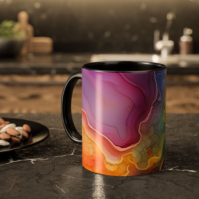 Vihaan Fashions Abstract Marble Art Coffee, 1417-Black Ceramic Coffee Mug(330 ml)