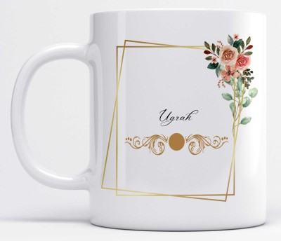 LOROFY Name Ugrak Printed Frame Design Ceramic Coffee Mug(350 ml)