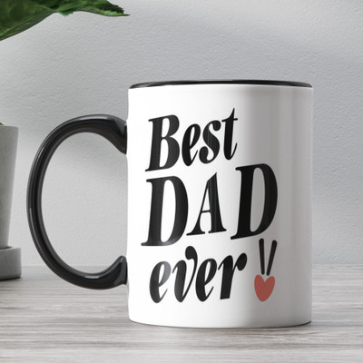 ECFAK Best Dad Ever Printed 3 Tone Black Inner Ceramic Coffee Mug(325 ml)