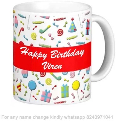 GNS Happy Birthday Gift for Viren Cake theme Message 011 Ceramic Coffee Mug(325 ml)