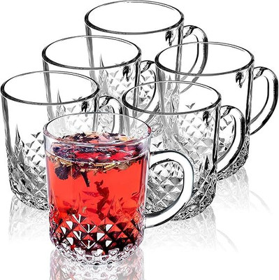 goblet New desing handle glass pack of 6@1 Glass Coffee Mug(200 ml, Pack of 6)